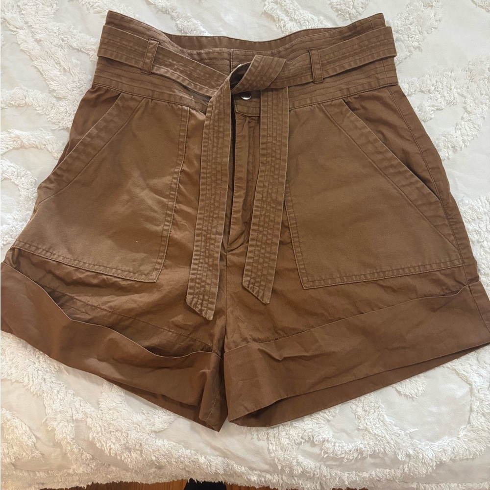 Sea New York Brown High-Waist Paperbag Tie Shorts